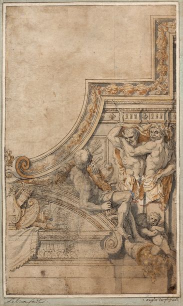 CHARLES LE BRUN ET COLLABORATEUR (PARIS 1619 - 1690) 
Etude pour le plafond de la...