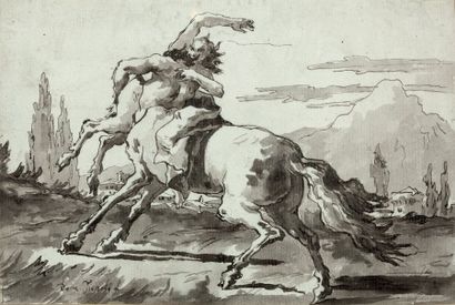 Giovanni Domenico TIEPOLO (Venise 1727 - 1804) 
Centaure enlevant une nymphe
Plume...