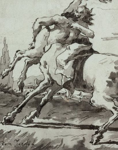 Giovanni Domenico TIEPOLO (Venise 1727 - 1804) 
Centaure enlevant une nymphe
Plume...