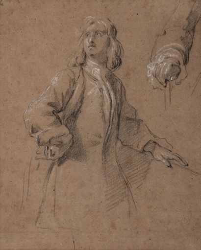 Attribué à JEAN - MARC NATTIER (1685 - 1766) 
Etude pour un portrait de gentilhomme,...