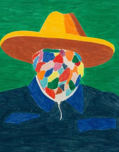 Eduardo ARROYO (1937-2018) Sans titre (portrait présumé de Winston Churchill peintre),...