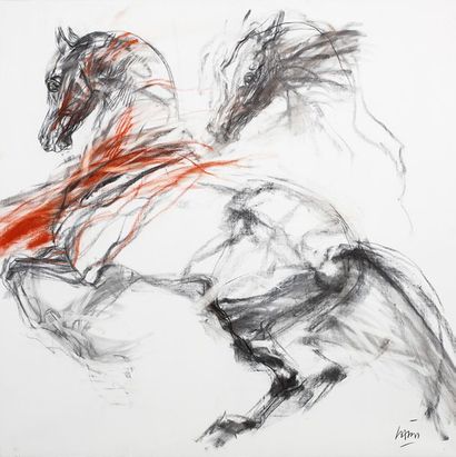 JEAN LOUIS SAUVAT (XX) Cheval sur fond blanc

Technique mixte sur toile, signée en...