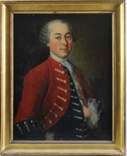 null Ecole française du XVIIIème siècle

Portrait d'homme à la veste rouge 

Huile...