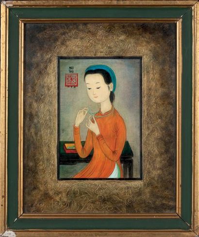 MAI TRUNG THU 梅忠恕 (1906-1980) 
Le collier de jade, 1960

Encre et couleurs sur soie,...