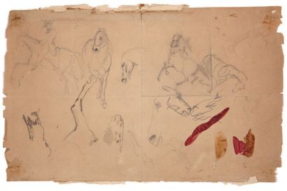 EUGÈNE DELACROIX (SAINT MAURICE 1798 - PARIS 1863) Etude de chevaux, vers 1820
Dessin...