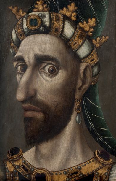 ECOLE FLAMANDE DE LA FIN DU XVIE SIÈCLE Portrait du Sultan Mehmet II Panneau 37 x...