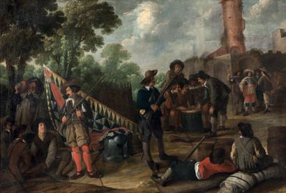 Cornelis de WAEL (Anvers 1592 - Rome 1667) Soldats des Tercios espagnols au bivouac
Toile
79...