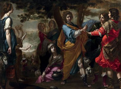 Vincenzo DANDINI (Florence 1607 - 1675) Moïse défend les filles de Jethro au puits...