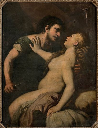 Luca GIORDANO (Naples 1634 - 1705) Tarquin et Lucrèce
Toile
117 x 89 cm
Sur sa toile...
