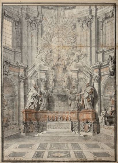 École française de la première moitié du XVIIIe siècle Vue de la chapelle de la chaire...