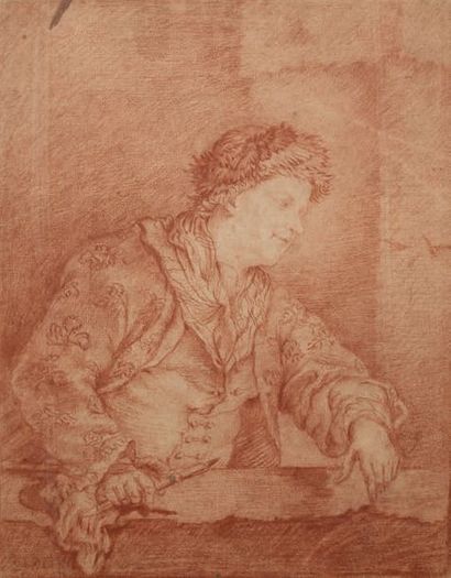 École FRANÇAISE du XVIIIe siècle Portrait du graveur Wille
Sanguine 41,5 x 32,5 ...