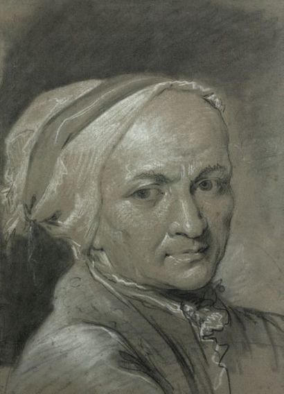 École Allemande du XVIIIe siècle Portrait d'homme en bonnet d'intérieur
Pierre noire...