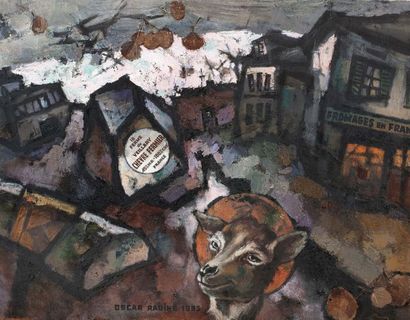 OSCAR IAKOVLÉVITCH RABIN (1928-2018) La Chèvre sacrée, 1993
Huile, sable et collage...