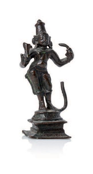 INDE FIN XIXE SIÈCLE Sujet en bronze représentant Siva Nataraja, dansant sur un corps,...