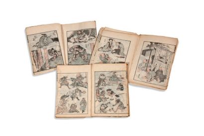 JAPON fin XIXe siècle Trois volumes de la Manga, par Hokusai, vol. 4, 5 et 12.v
Edition...
