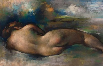 Paul-Elie GERNEZ (1888-1948) 
Nu allongé de dos dans un paysage, 1938
Pastel sur...