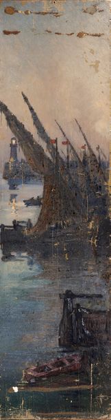 Théodore Jacques RALLI (1852-1909) 
Paysages, 1908
Huile sur quatre panneaux, deux...