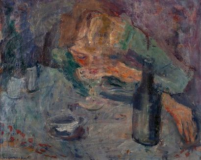 Joachim WEINGART (1895-1942) 
La femme ivre
Huile sur toile, signée en bas à gauche
65...