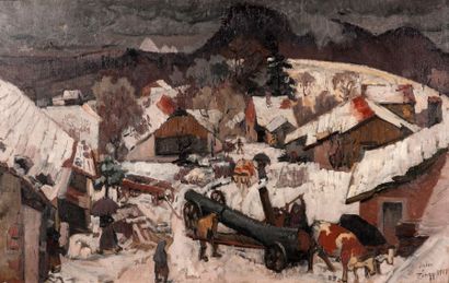 Jules-Emile ZINGG (1882-1942) 
Travaux d'hiver en Auvergne, 1919
Huile sur toile,signée...
