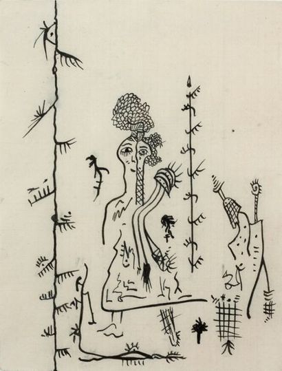 Gaston CHAISSAC (1910-1964) Composition avec personnage (1945-1946)
Indian ink sur...