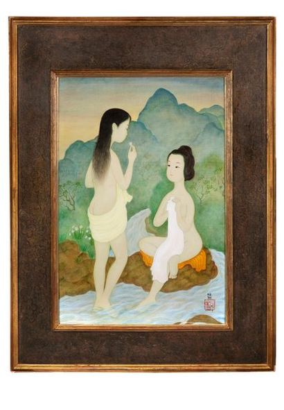 MAI trung THU (1906-1980) La source, 1966 Encre et couleurs sur soie, signée et datée...