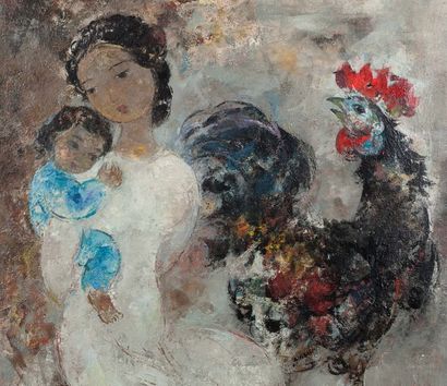 VU CAO DAM (1908-2000) Maternité au coq, 1958
Huile sur toile, signée et datée en...