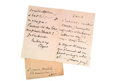 DEGAS (Edgar). 1834-1917. L.A.S. «Edgard» à Thérèse Morbilli. 7 août (1906). 4 pp....