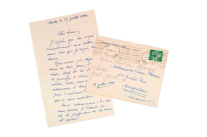 MOULIN (Jean). 1899-1943. L.A.S. à sa soeur Laure. Chartres, 19 juillet 1940. 2 pp....
