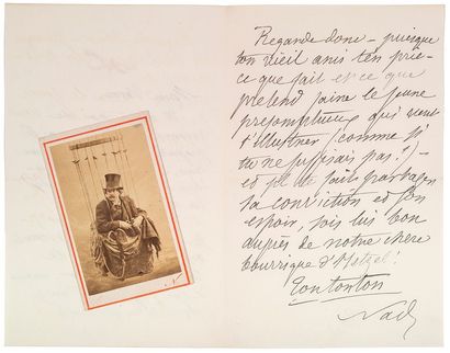 NADAR (Félix Tournachon dit). 1820- 1910. L.A.S. à Jules Verne. S.l.n.d. 2 ff. bi-feuillet...