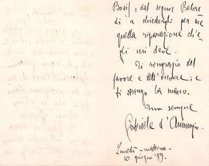 ANNUNZIO (Gabriel d'). 1863-1938.<br/>Ecrivain italien