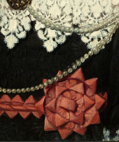 PAULUS MOREELSE (UTRECHT 1571 - 1638) 
Portrait de femme
Panneau de chêne, parqueté
65...
