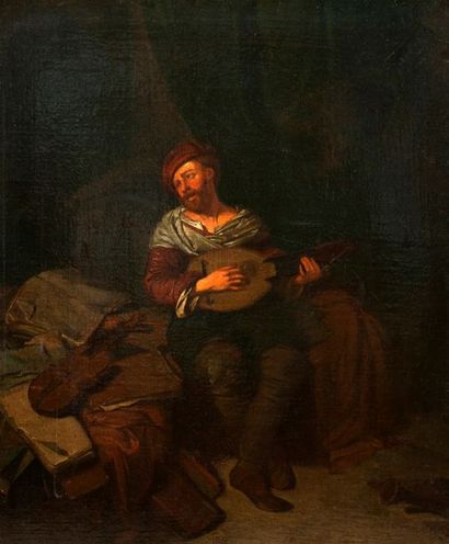 ECOLE HOLLANDAISE VERS 1700, SUIVEUR DE CORNELIS BEGA (1631 - 1664) 
La joueuse de...