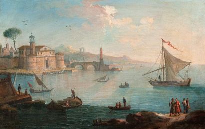 ATTRIBUÉ À JEAN-JOSEPH KAPPELER (MARSEILLE 1706 - 1790) 
Vue du port de Marseille
Huile...