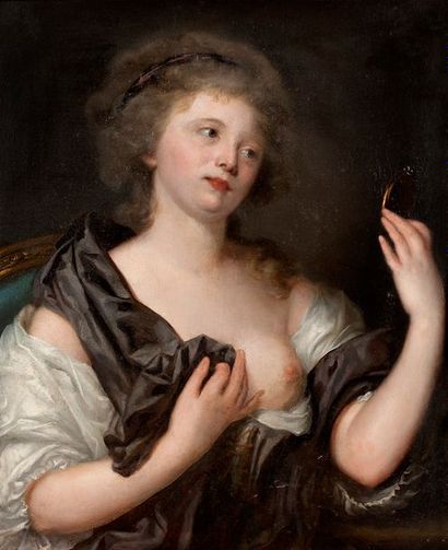 Entourage de Jean-Baptiste GREUZE (Tournus 1725 - Paris 1805) 
•Portrait de dame...