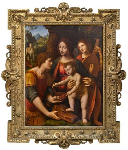 BERNARDINO LUINI (~1481 - 1532) Vierge à l'Enfant entourée de Saint Georges et d'un...
