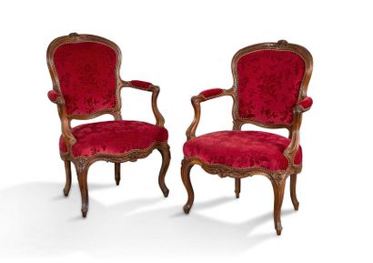 ATTRIBUÉE À PIERRE NOGARET, À LYON (1778-1771) Paire de fauteuils à dossier cabriolet...