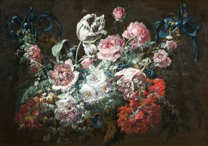 ÉCOLE HOLLANDAISE VERS 1730, SUIVEUR DE KAREL VAN VOGELAER (1653-1695) 
Bouquets...