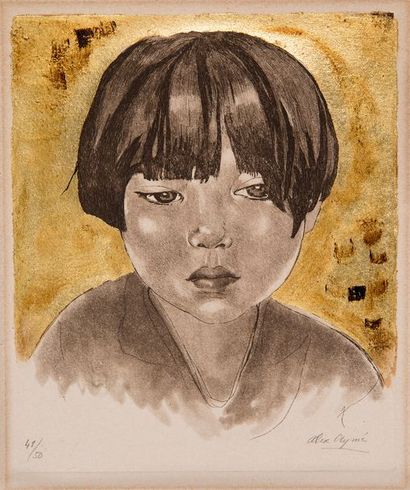 Alix AYMÉ (1894-1989) Petite anamite, Tien Maï
Eau-forte réhaussée d’or, numérotée...