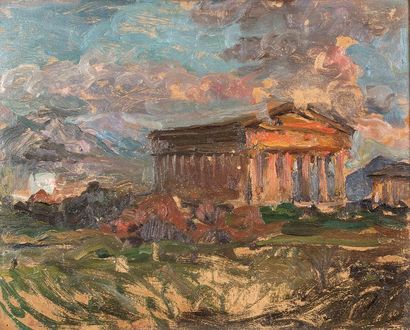 Victor TARDIEU (1870-1937) Ruines antiques
Oil on panel, stamped by the artist on...