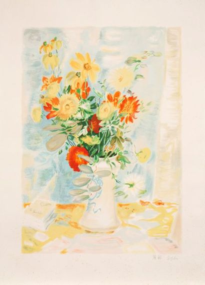 Le Pho (1907-2001) Bouquet de fleurs jaunes
Lithographie, signée au crayon
en bas...