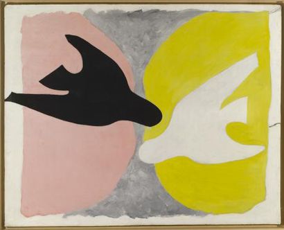 Georges BRAQUE (1882 - 1963) 
L'ordre des Oiseaux, 1962
Huile sur papier marouflé...