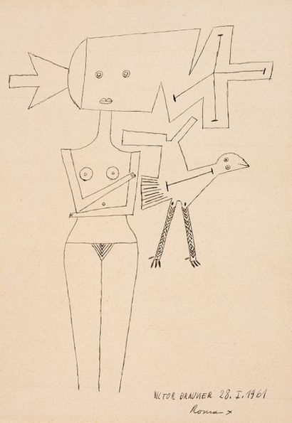 Victor Brauner (1903-1966) 
Untitled, Rome, 1961
Ink on paper, signed, dated and...