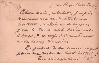 VERLAINE (Paul). 1844-1896. Ecrivain poète. C.A.S. à Edmond Lepelletier. Paris, 26...