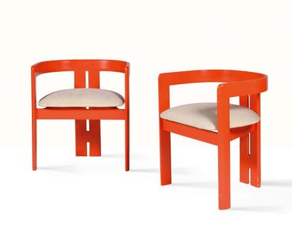 AFRA (1937) & TOBIA (1935) Paire de fauteuils dits Pigreco
Bois, toile de coton
72...