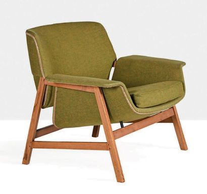 GIANFRANCO FRATTINI (1926-2004) Lounge chair
Wood, fabric
28.74 x 33.46 x 27.56 ...