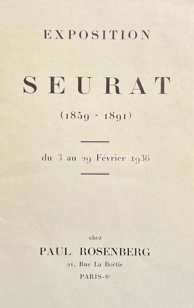 SEURAT (Georges). Catalogue pour l'exposition de Seurat à la galerie de Paul Rosenberg,... Gazette Drouot