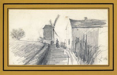 LEMIRE (Achille). Album de dessins originaux. [1860-1864]. In-4, chagrin brun, large...