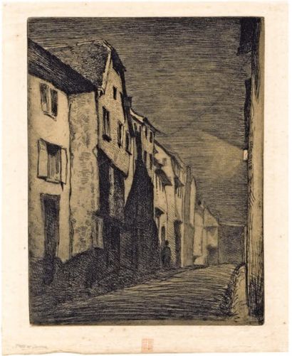 James Abbott McNeill Whistler. Street at Saverne. 1858. Eau-forte. 158 x 205. Kennedy...
