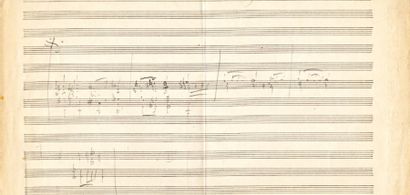 debussy Claude. Manuscrit musical autographe ; 1 page obl. petit in-4. Esquisse de...