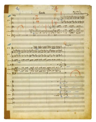 KRÁSA Hans (1899-1944). Trois manuscrits musicaux autographes signés pour la Symphonie...